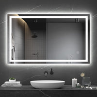 Dripex Bathroom Mirror with LED Lights, 1000*600 MM Illuminated Bathroom Mirror Wall Mounted Vanity Mirror, Bathroom Light Mirror with Demister Pad, Horizontal/Vertical