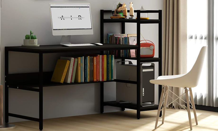 Yoleo Computer Desk with 4 Tier Storage Shelves