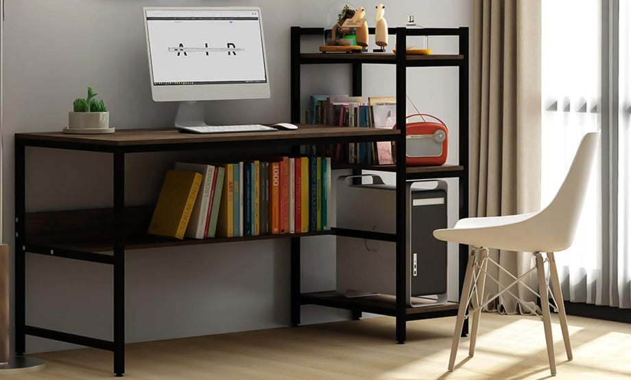 Yoleo Computer Desk with 4 Tier Storage Shelves