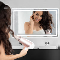 Dripex Bathroom Mirror with LED Lights, 1000*600 MM Illuminated Bathroom Mirror Wall Mounted Vanity Mirror, Bathroom Light Mirror with Demister Pad, Horizontal/Vertical