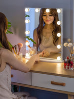 Dripex Vanity Mirror with Lights, Large Hollywood Lighted Makeup Mirror with 14 Dimmable LED Bulbs, Touchscreen Control, Cosmetic Tabletop Mirror for Bedroom, Dressing Room