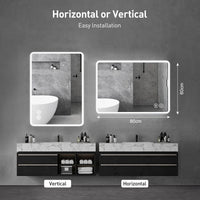 Dripex Illuminated Backlit LED Bathroom Mirror ,600*800 MM Bluetooth Bathroom Mirrors with Dimmable LED Lights and Demister Pad, Horizontal/Vertical