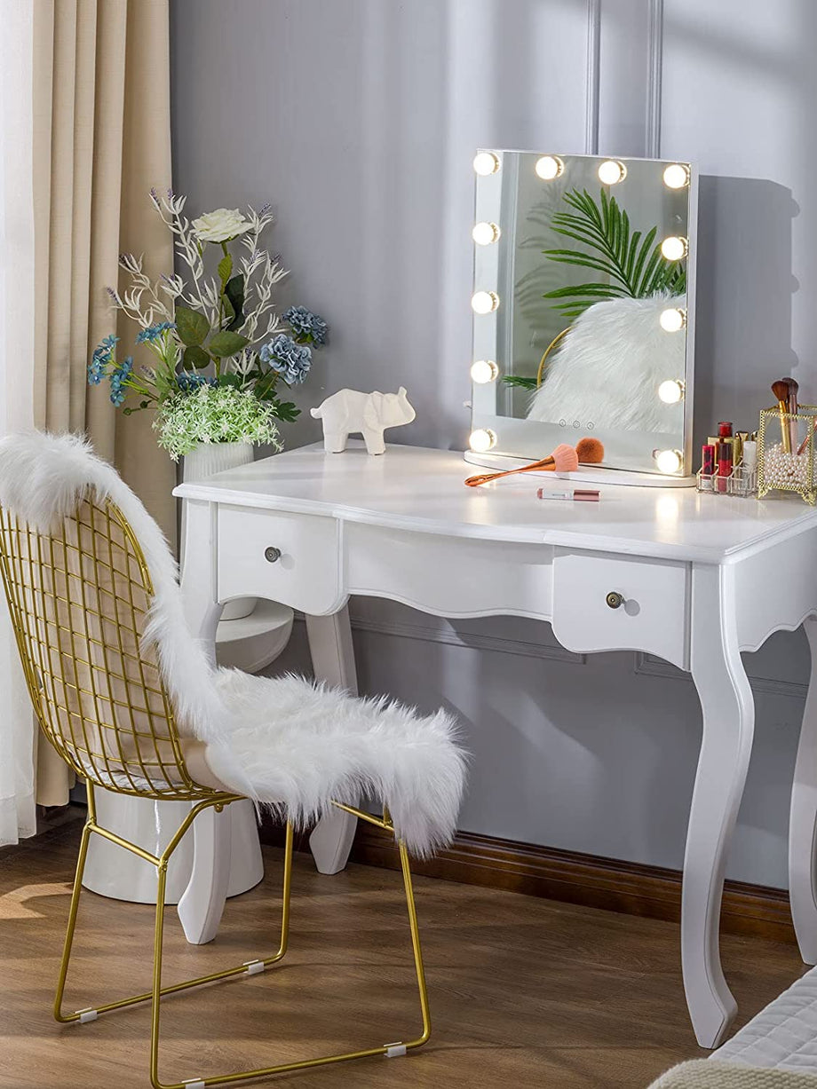 Dripex Vanity Mirror with Lights, Large Hollywood Lighted Makeup Mirror with 14 Dimmable LED Bulbs, Touchscreen Control, Cosmetic Tabletop Mirror for Bedroom, Dressing Room