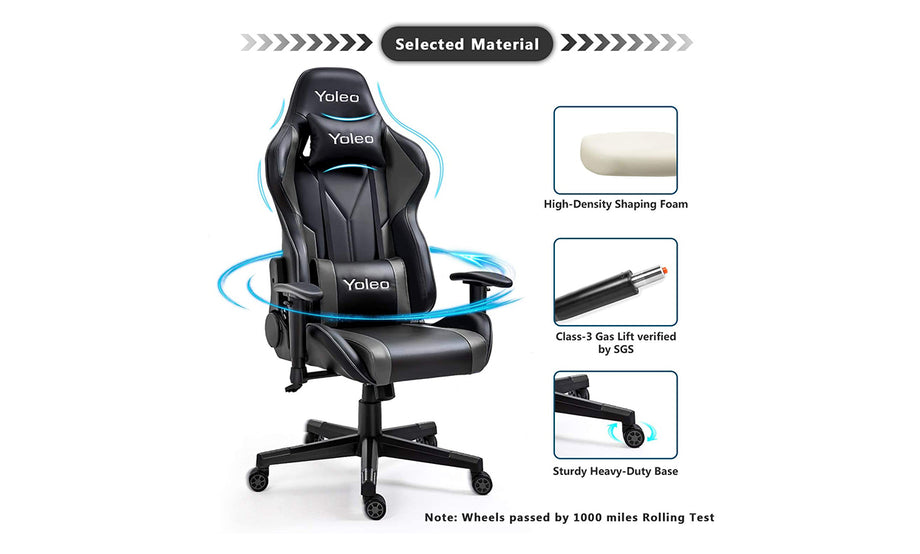 Yoleo PC & Racing Game Chair-155 Degree-Black