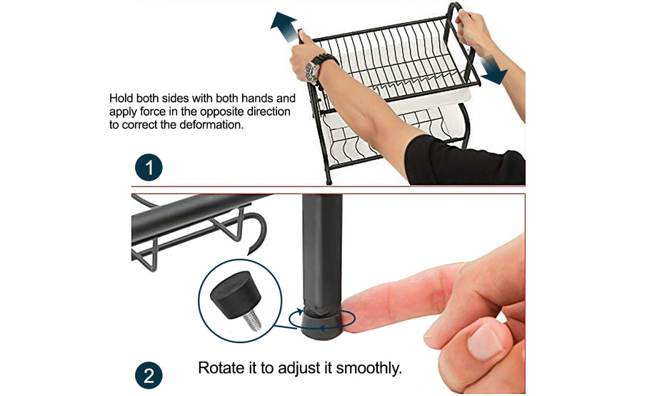 Iropro 3 Tier Dish Drainer Rack with Tray, Black Stainless Steel Kitchen Cutlery Storage Rack, Hanging Wall Mount Drying Organizer Storage Shelf Drainer for Dishes, Bowls, Utensils