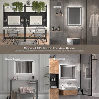 Dripex Bathroom Mirror with LED Lights, 600*800 MM Illuminated Bathroom Mirror Wall Mounted Vanity Mirror, Bathroom Light Mirror with Demister Pad, Horizontal/Vertical