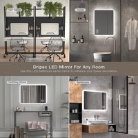 Dripex Illuminated Backlit LED Bathroom Mirror ,600*800 MM Bluetooth Bathroom Mirrors with Dimmable LED Lights and Demister Pad, Horizontal/Vertical