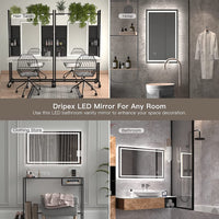 Dripex Bathroom Mirror with LED Lights, 1000*600 MM Illuminated Bathroom Mirror Wall Mounted Vanity Mirror, Bathroom Light Mirror with Demister Pad, Horizontal/Vertical