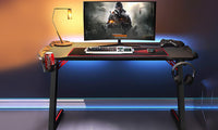 Dripex Ergonomic Gaming Desk, Z-Shaped Gaming Table for PC with Cup Holder, Headphone Hook & Stuff Storage, Black