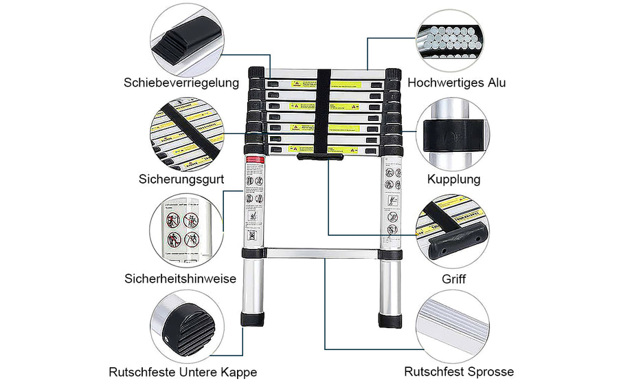 2.6M-6M Portable Telescopic Ladder Multi-Purpose